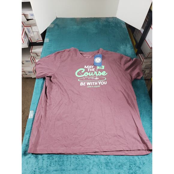 Life is good Shirt Size 2XL XXL Mens Red Crusher Short Sleeve Golf Tee NWT - Picture 1 of 10